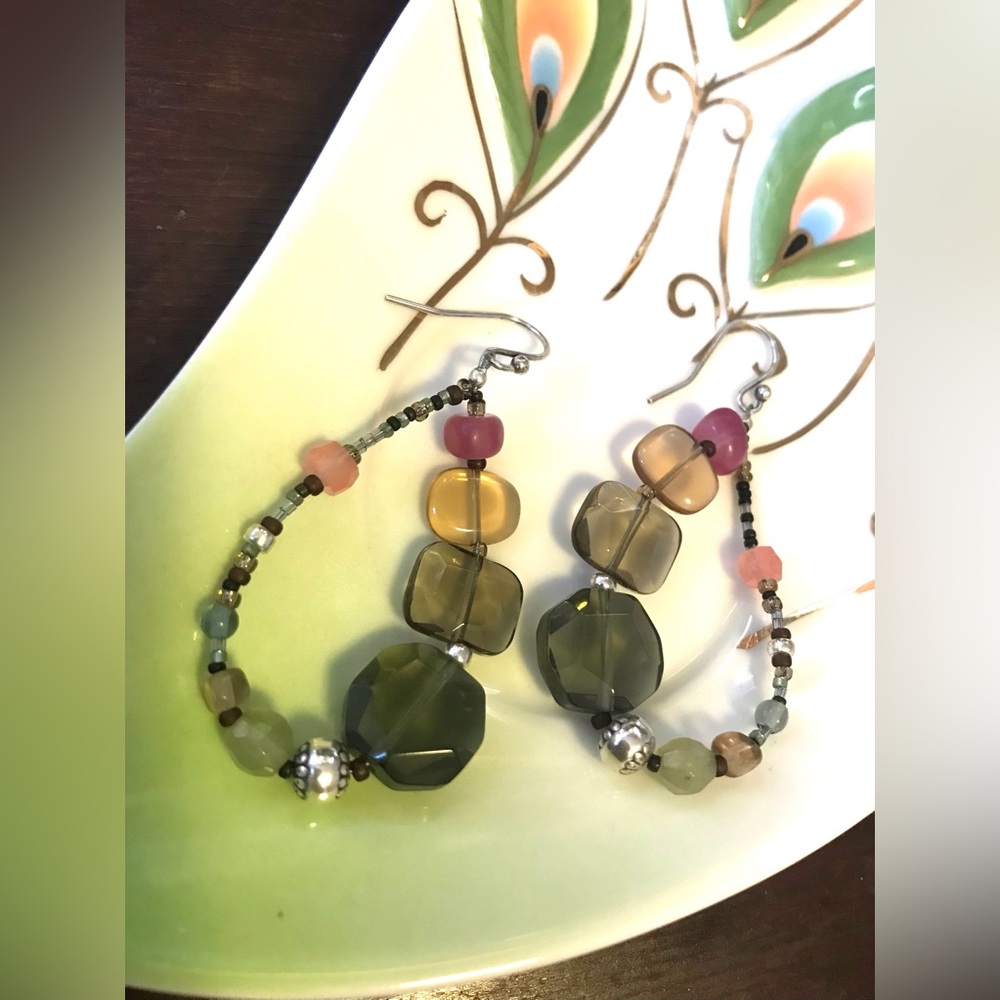 Silpada- Gorgeous Pink and Green Chalcedony Quartz Earrings